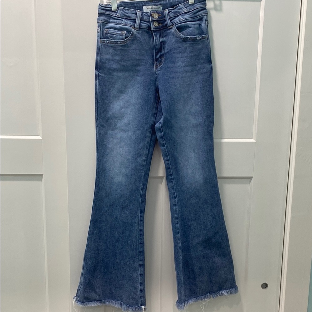 Flying Monkey High Rise Flare Blue Jeans